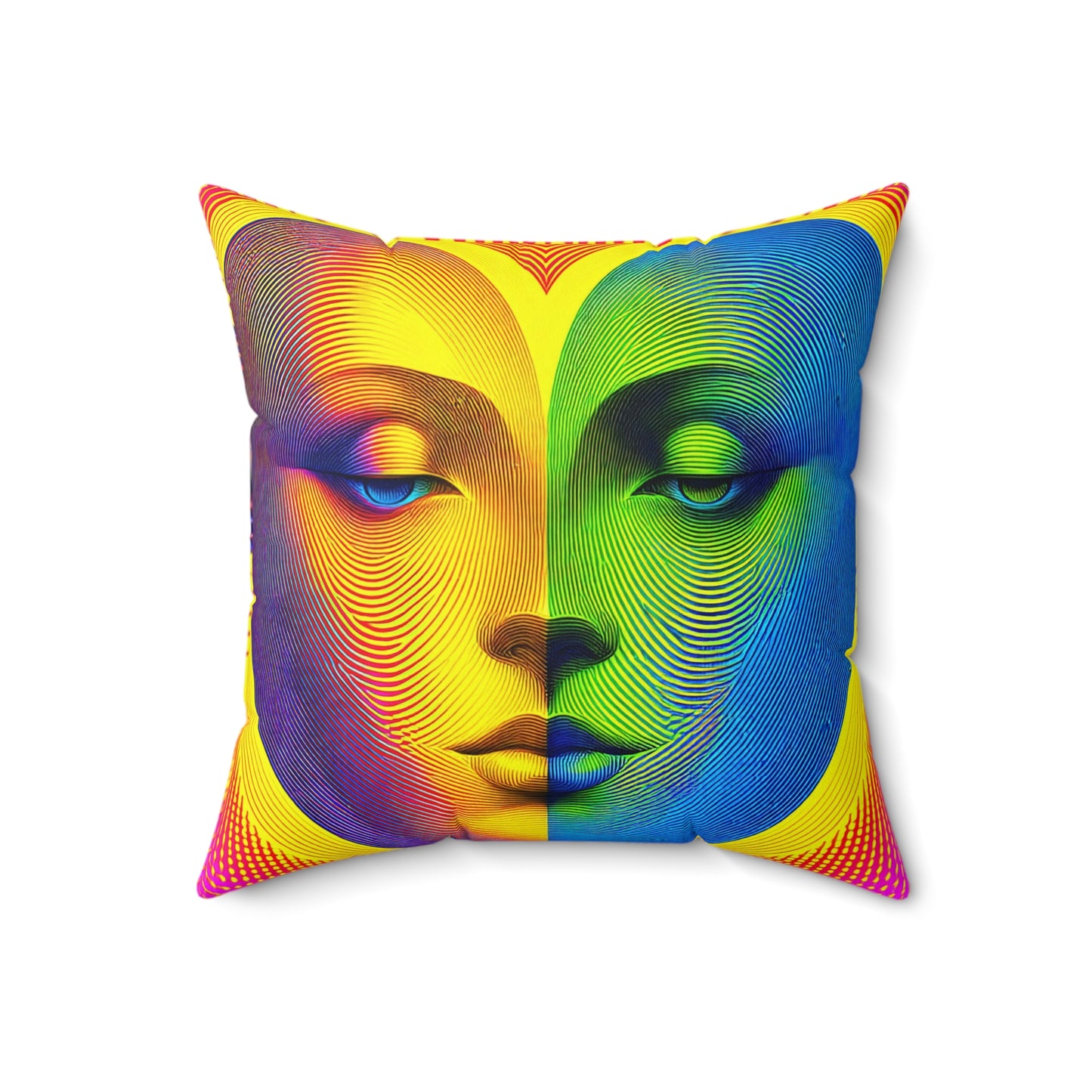 Faces Spun Polyester Square Pillow