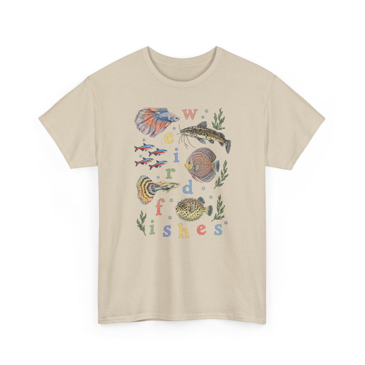 Weird Fishes T-Shirt Aquarium Fish Collage Betta Discus Neon Tetra Tee