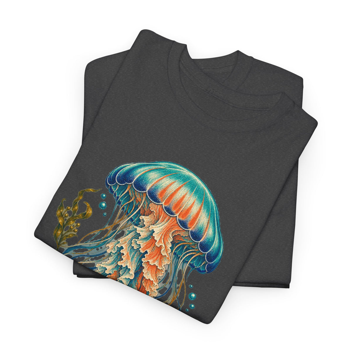 Teal Jellyfish Kelp T-Shirt Ocean Sea Life Botanical Tee