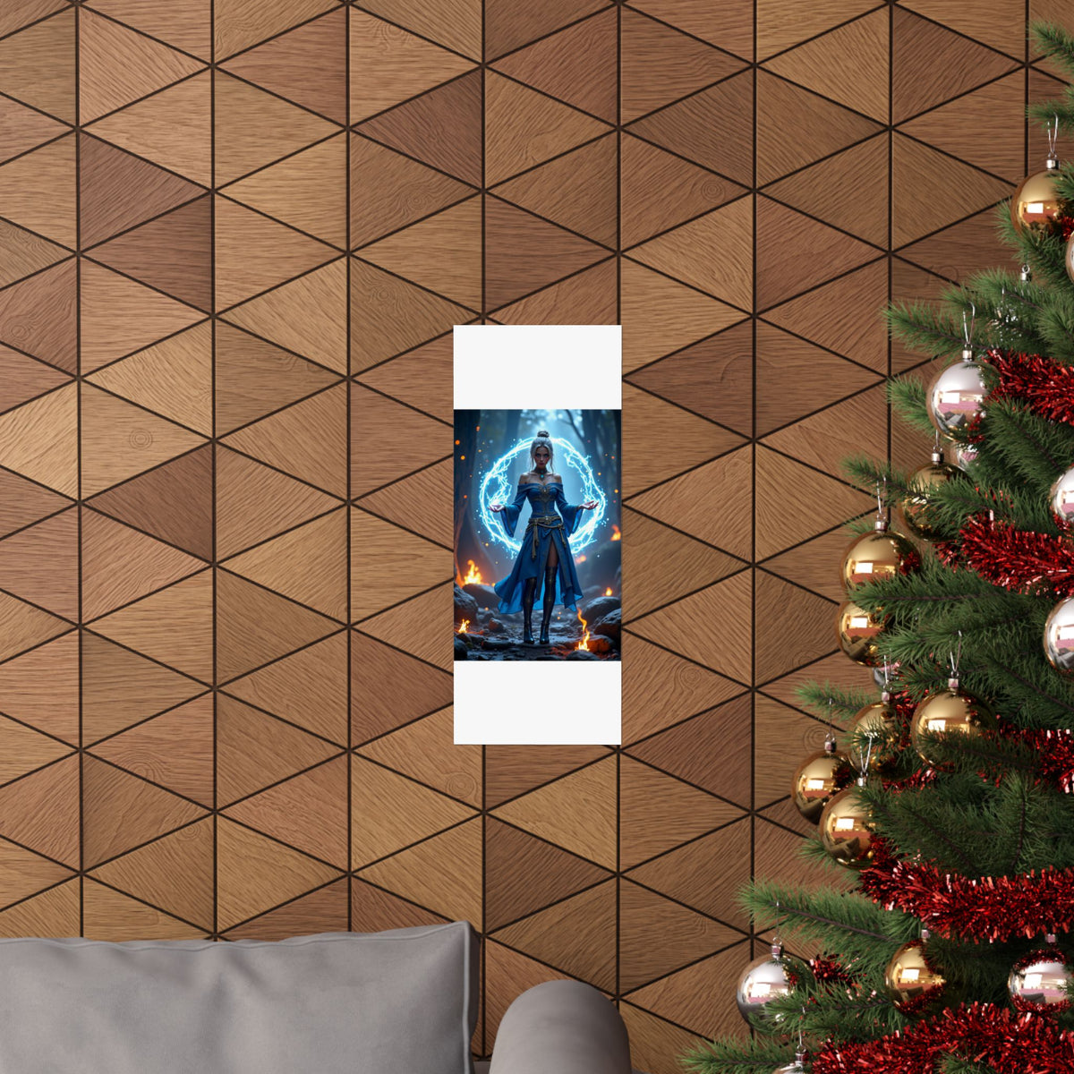 Mystic Sorceress Blue Magic Poster Matte Vertical Wall Art