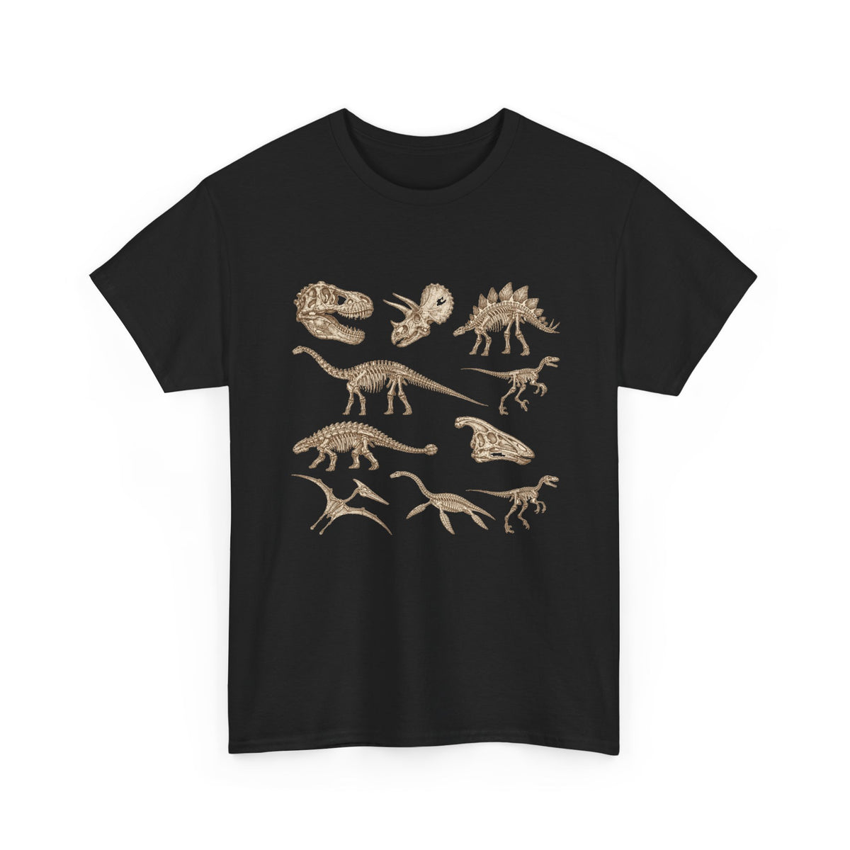 Dinosaur Skeleton Fossils T-Shirt Vintage Paleontology Chart