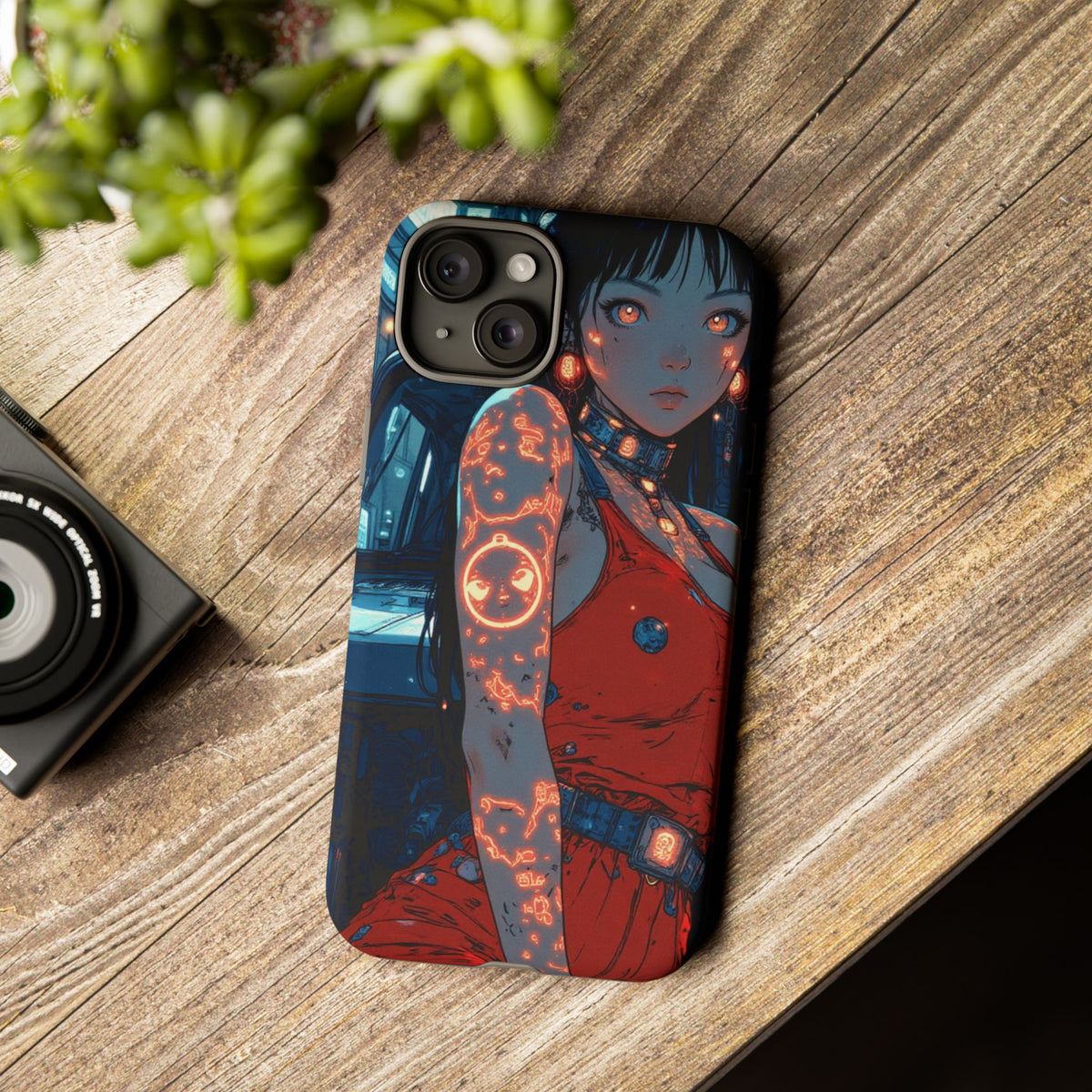 Tattooed Girl Neon Car Tough Phone Case iPhone Samsung Pixel