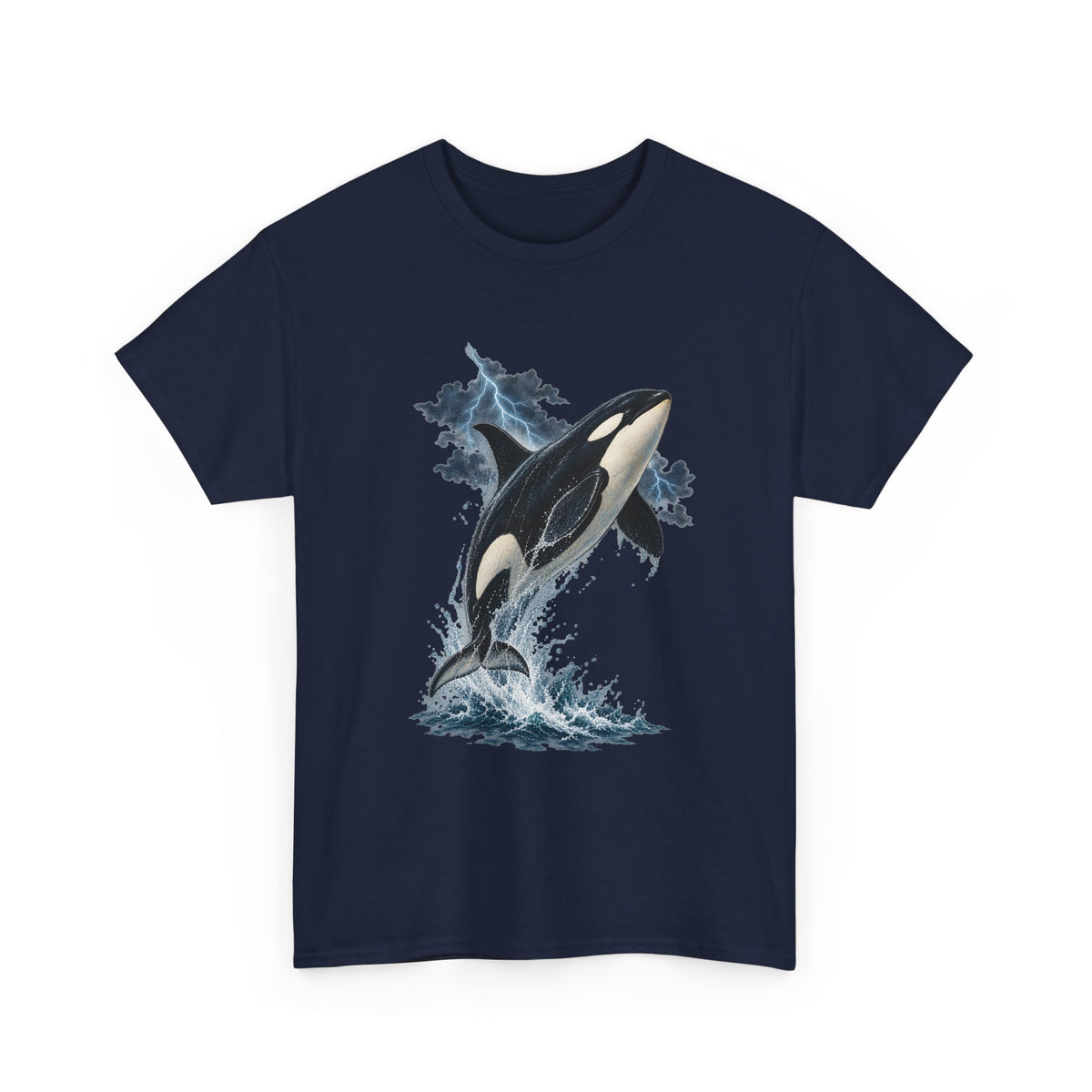 Breaching Orca Lightning Storm Tee Killer Whale Ocean Splash Thunder Clouds Shirt