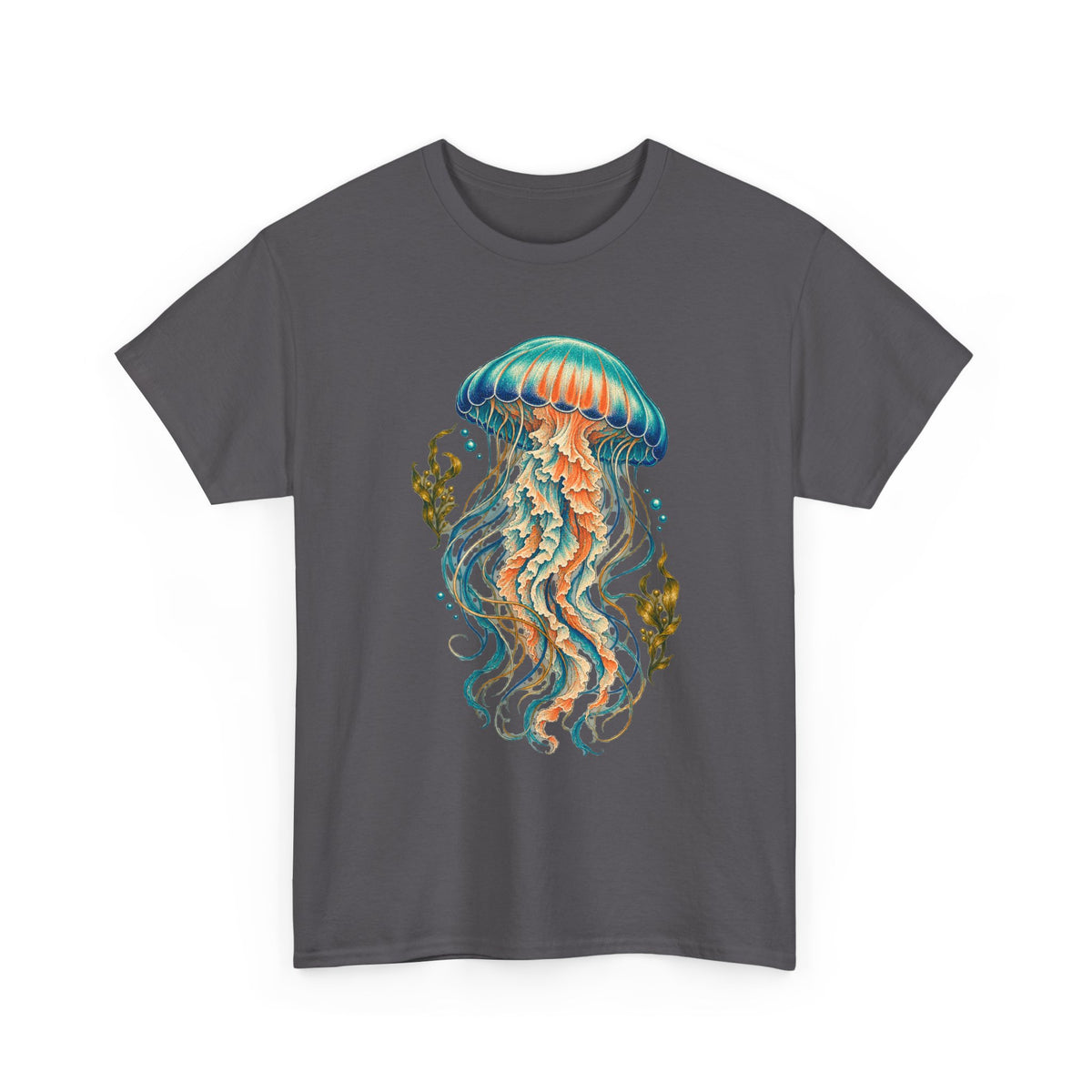 Teal Jellyfish Kelp T-Shirt Ocean Sea Life Botanical Tee