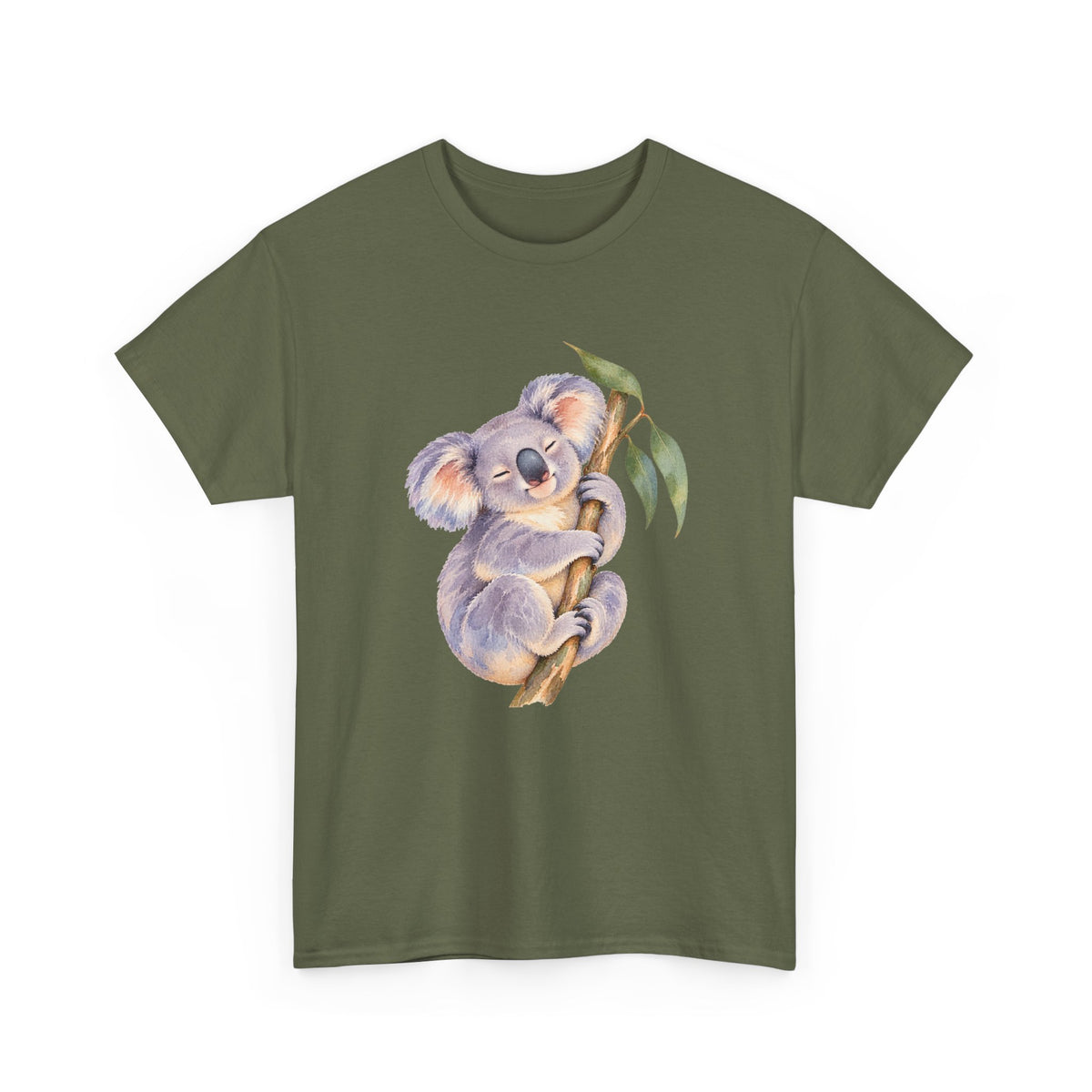 Sleeping Koala T-Shirt Watercolor Eucalyptus Branch Cute Animal Tee