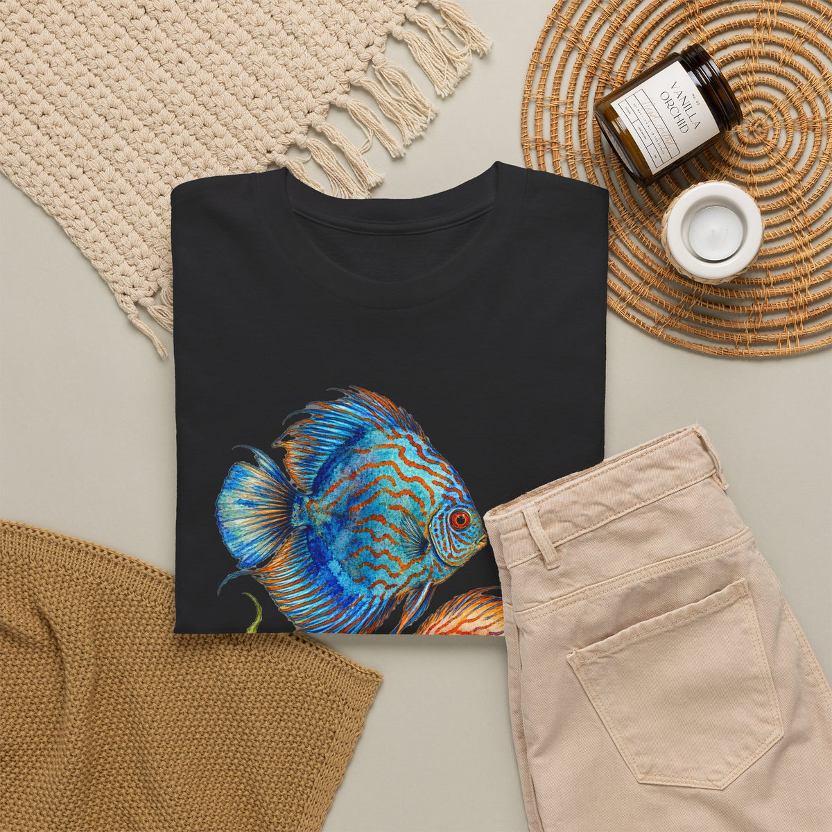 Discus Fish Duo Tee Watercolor Tropical Aquarium Fish Pair Fishkeeping Shirt