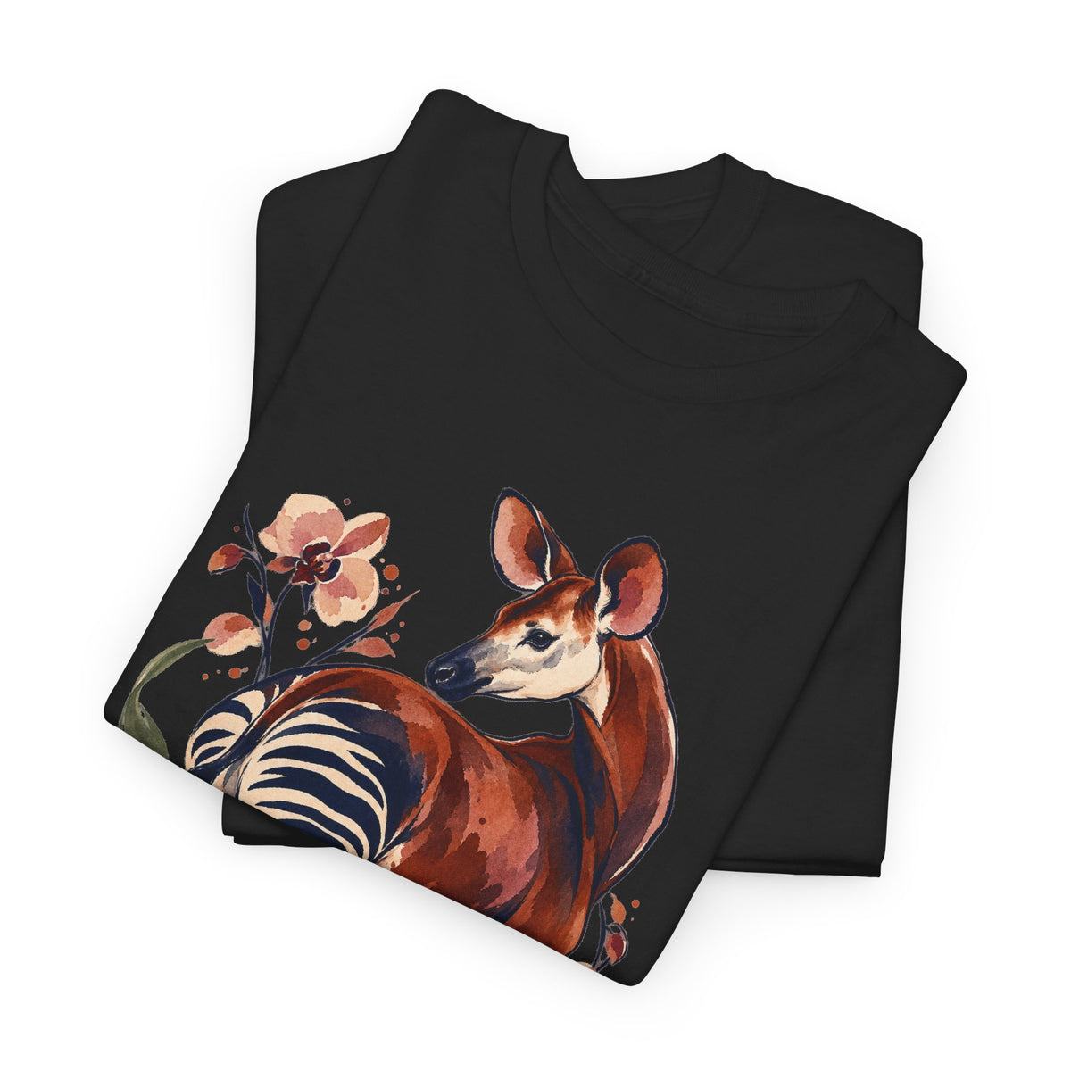 Orchid Okapi Watercolor Tee Okapi Tropical Orchid Flowers Rainforest Wildlife Shirt