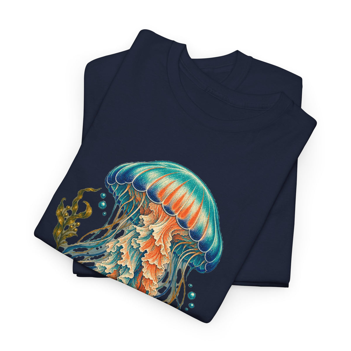 Teal Jellyfish Kelp T-Shirt Ocean Sea Life Botanical Tee