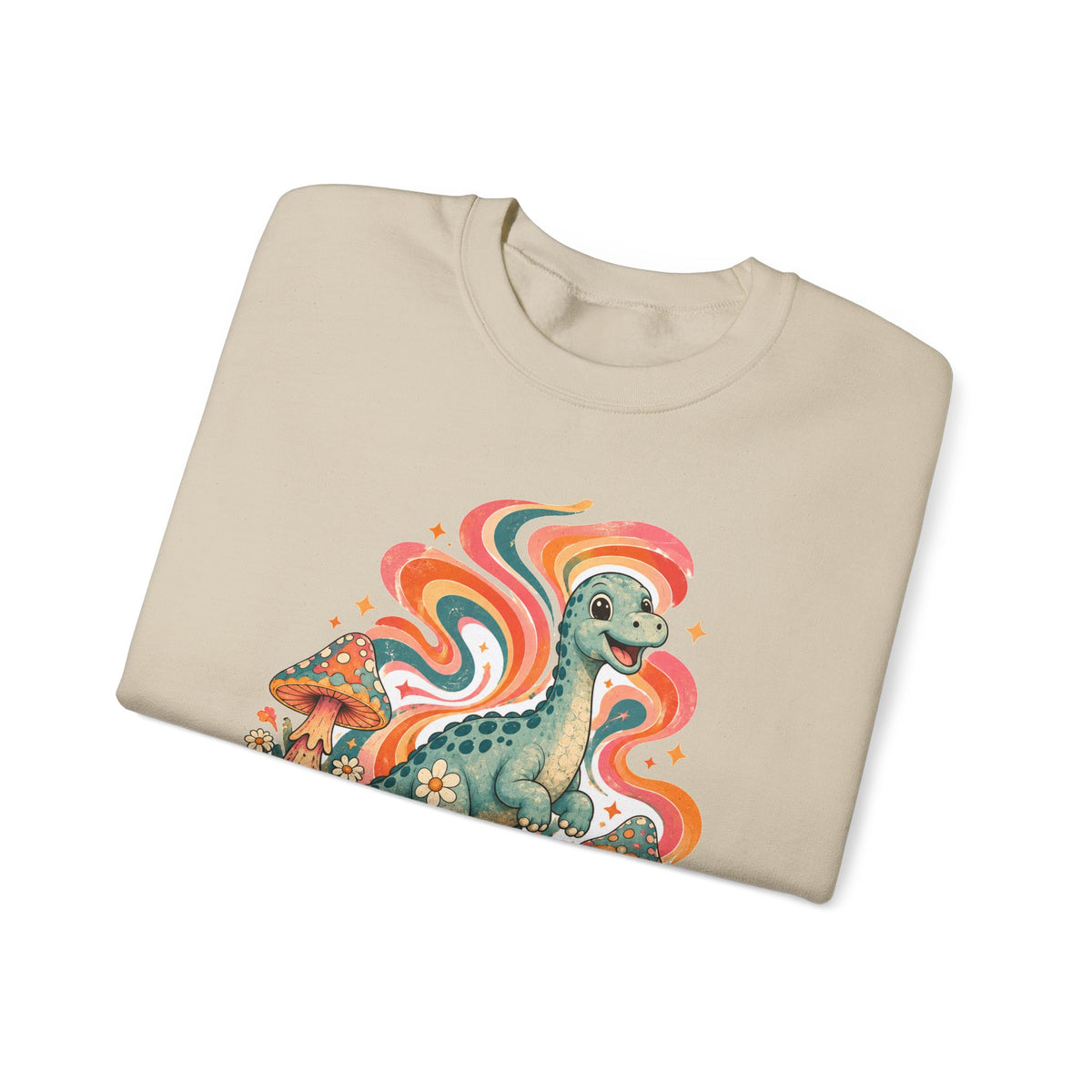 Groovy Brontosaurus Sweatshirt Retro 70s Dinosaur Mushroom Daisy Crewneck
