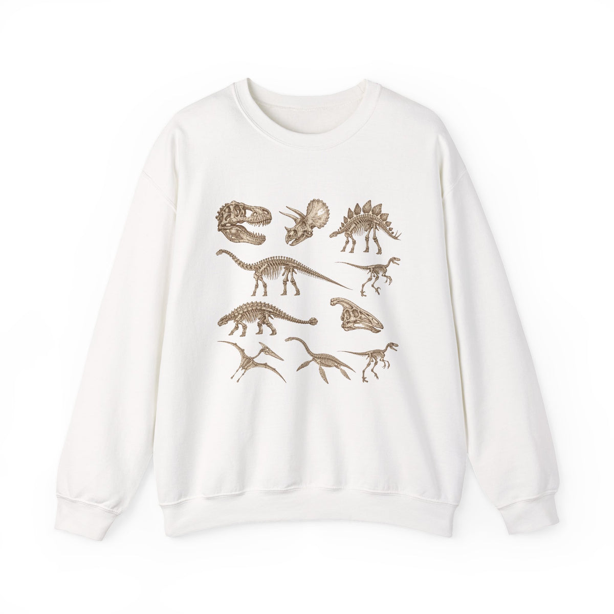 Dinosaur Skeleton Fossils Sweatshirt Vintage Paleontology Chart