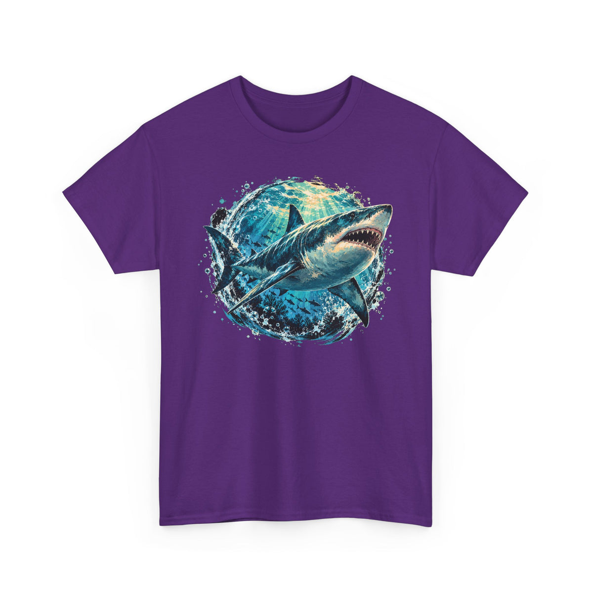 Great White Shark T-Shirt Ocean Burst Shark Jaws Sea Life Graphic Tee