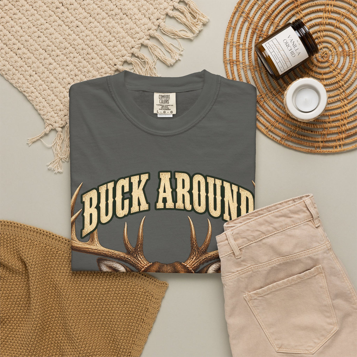 Buck Around and Find Out Cream Bust Deer Tee Funny Hunting FAFO Pun Shirt