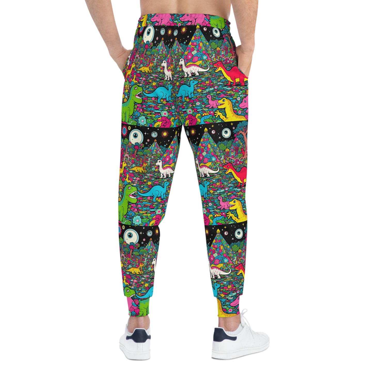 Athletic Joggers - Trippy Dinosaur Raver Print