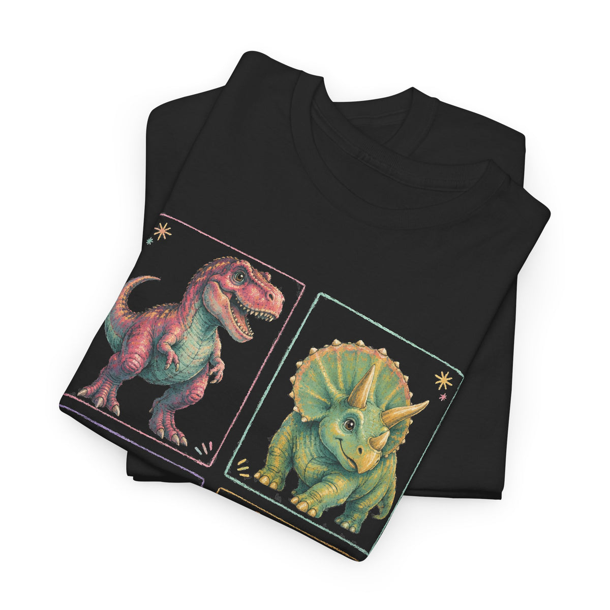 Pastel Dinosaur Grid T-Shirt Cute T-Rex Triceratops Stegosaurus