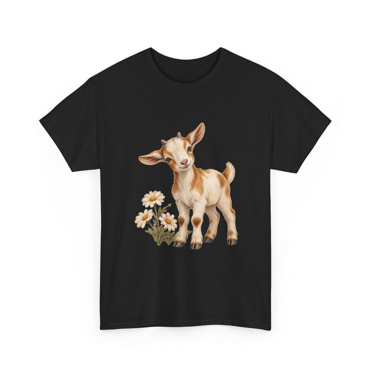 Spotted Baby Goat Daisies Tee Cute Kid Goat Daisy Flowers Farm Animal Shirt
