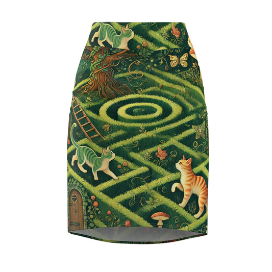 Pencil Skirt - Maze Cat Design