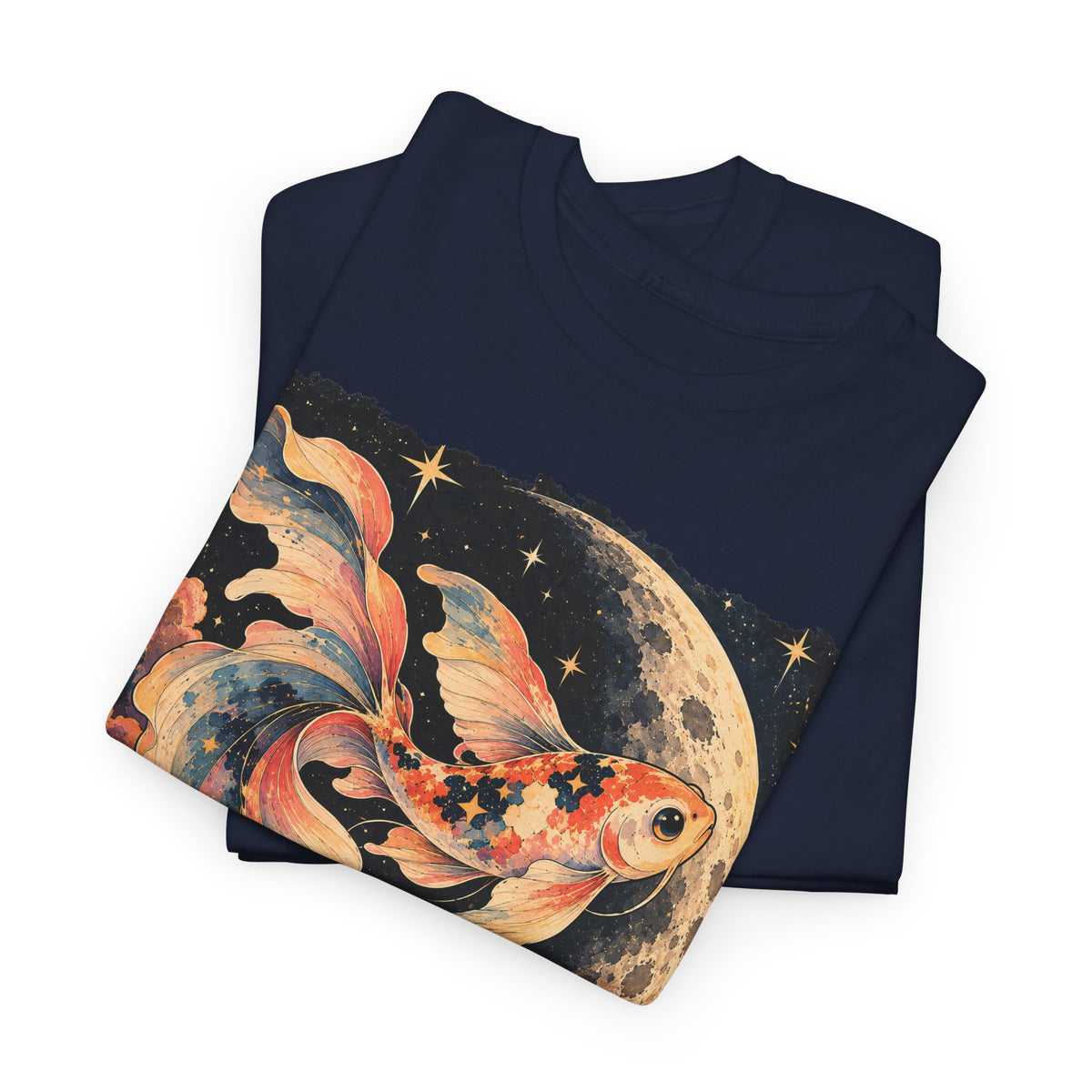 Koi Fish Moon T-Shirt Celestial Koi Night Sky Full Moon Graphic Tee Unisex
