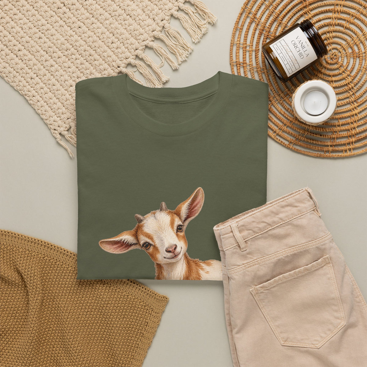 Spotted Baby Goat Daisies Tee Cute Kid Goat Daisy Flowers Farm Animal Shirt