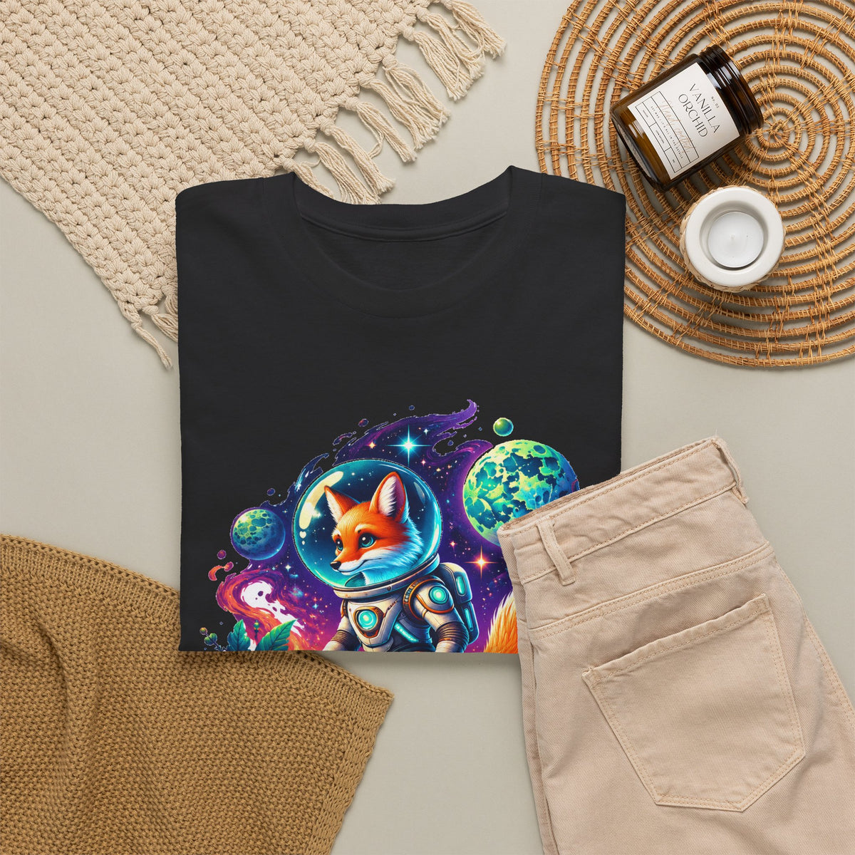 Fox Astronaut T-Shirt Space Fox Glowing Mushroom Planet Galaxy Tee