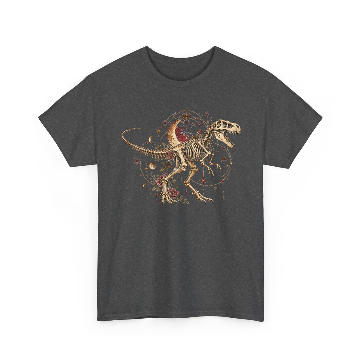 Celestial T-Rex Skeleton T-Shirt, Dinosaur Fossil Moon Stars Graphic Tee Unisex Dark Academia Shirt
