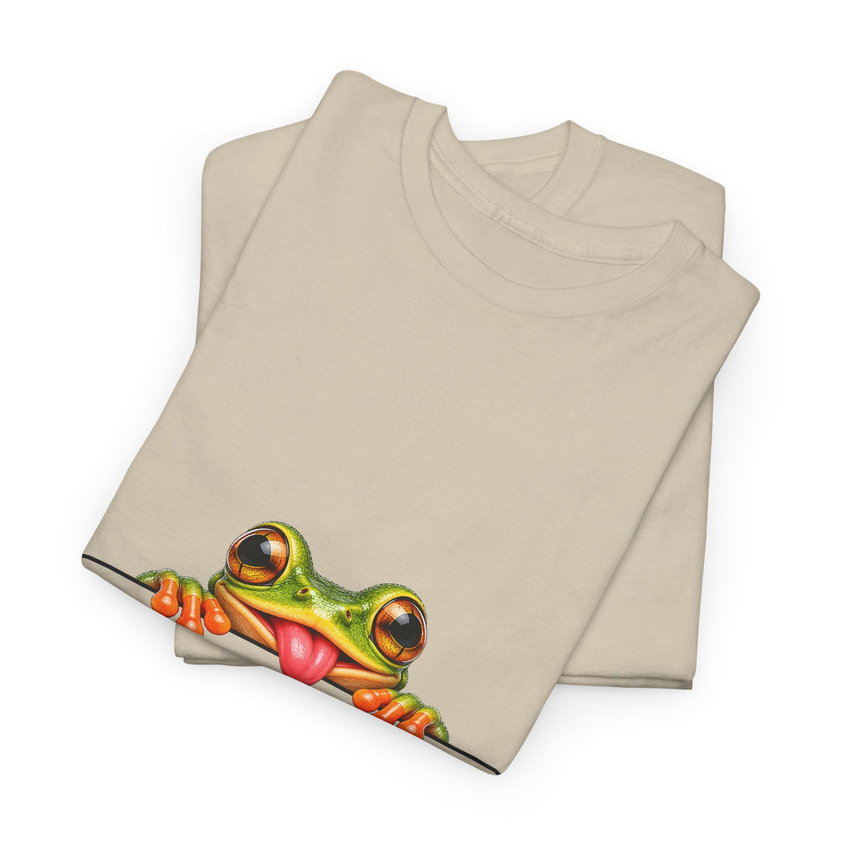 Peeking Tree Frog T-Shirt Tongue Out Over Ledge Funny Frog Lover Tee