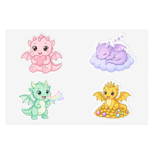 Cute Kawaii Dragon Sticker Sheet 4 Pastel Baby Dragon Stickers Laptop Planner