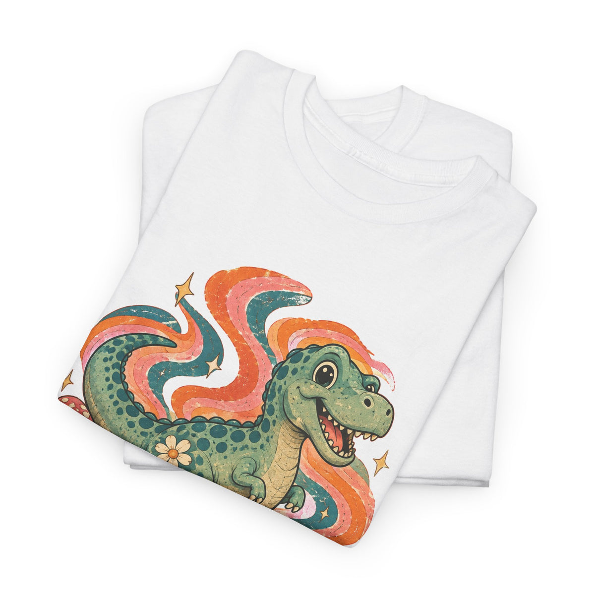 Groovy T-Rex T-Shirt Retro 70s Dinosaur Mushroom Daisy Tee