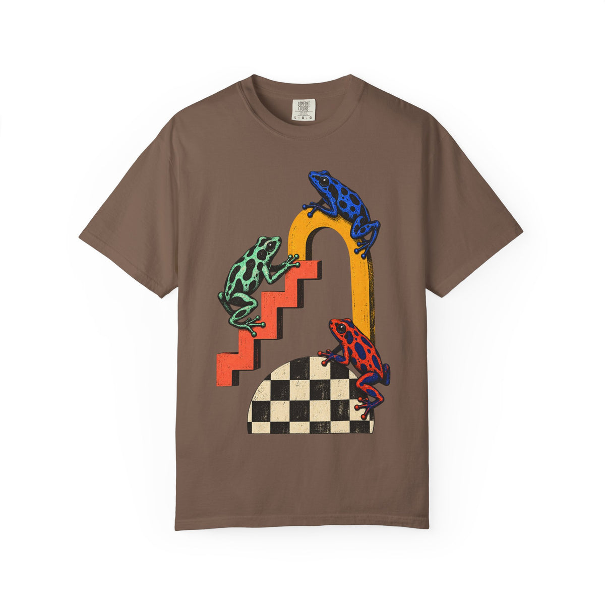 Poison Dart Frogs Stairs Checkered Dome Tee Geometric Arch Frog Wildlife Shirt