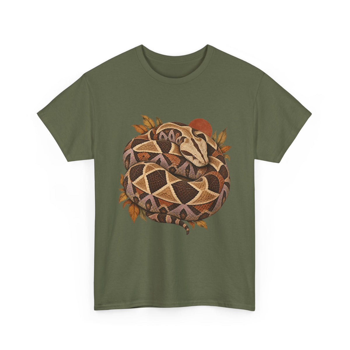 Gaboon Viper Coiled Sun T-Shirt Autumn Snake Geometric Tee