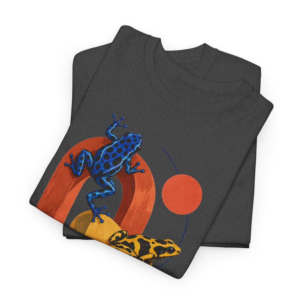 Poison Dart Frogs Colorful Arches Red Sun Tee Midcentury Geometric Frog Wildlife Shirt