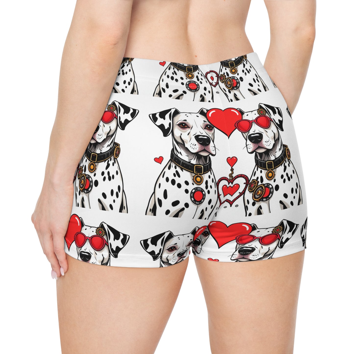 Women's Shorts - Valentines Hearts Love Dalmatian Dogs Cute Adorable