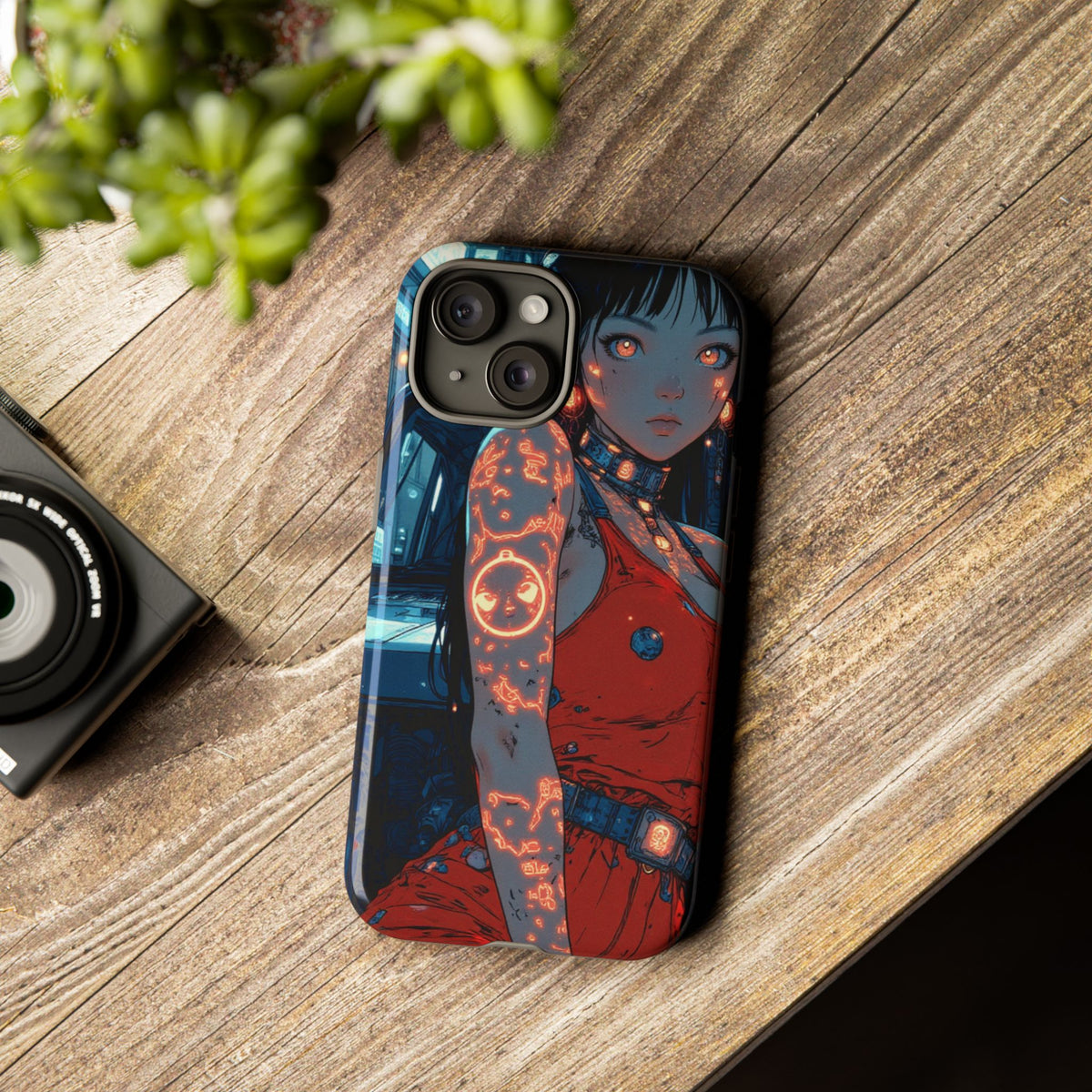 Tattooed Girl Neon Car Tough Phone Case iPhone Samsung Pixel