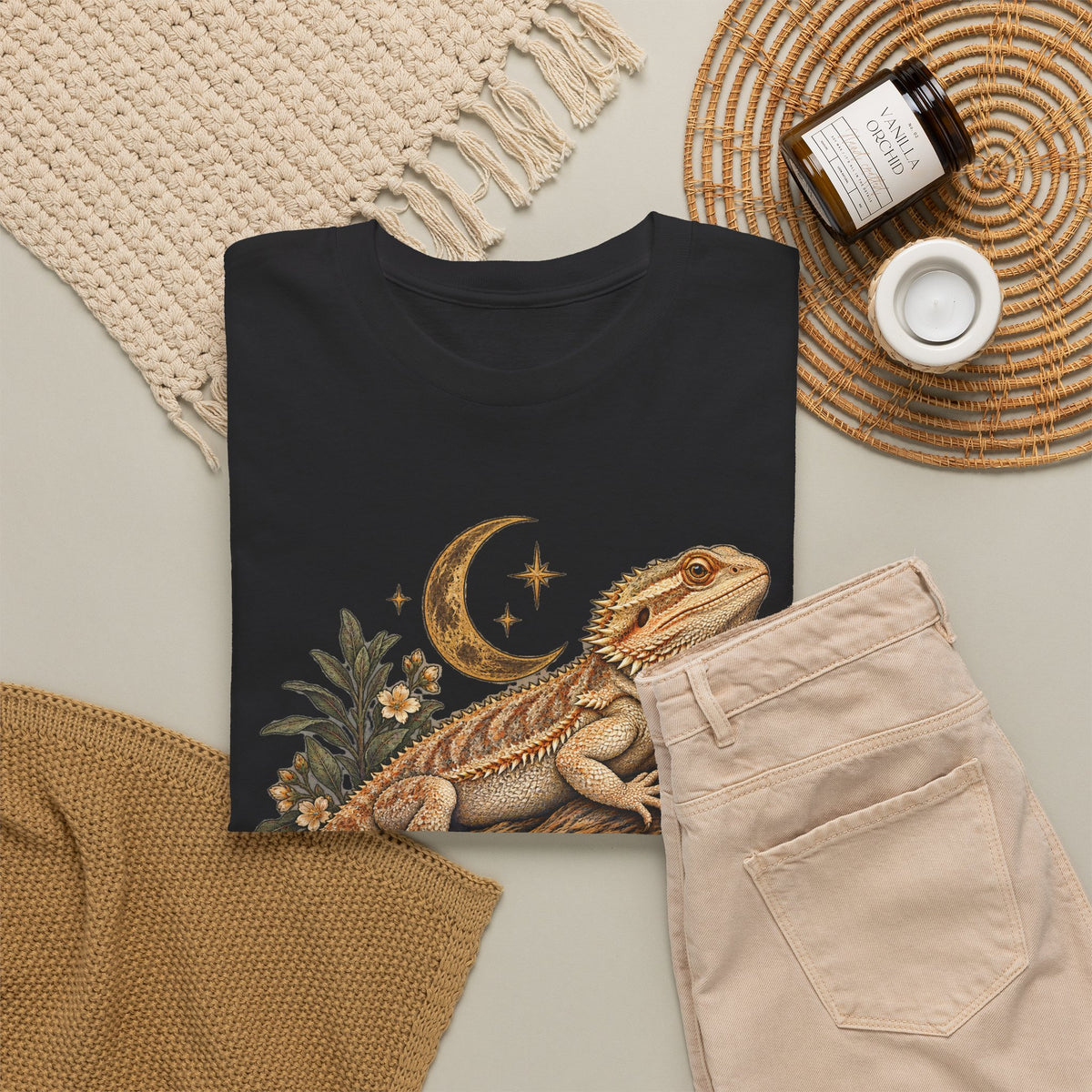 Bearded Dragon Moon T-Shirt Celestial Lizard Night Bloom Tee