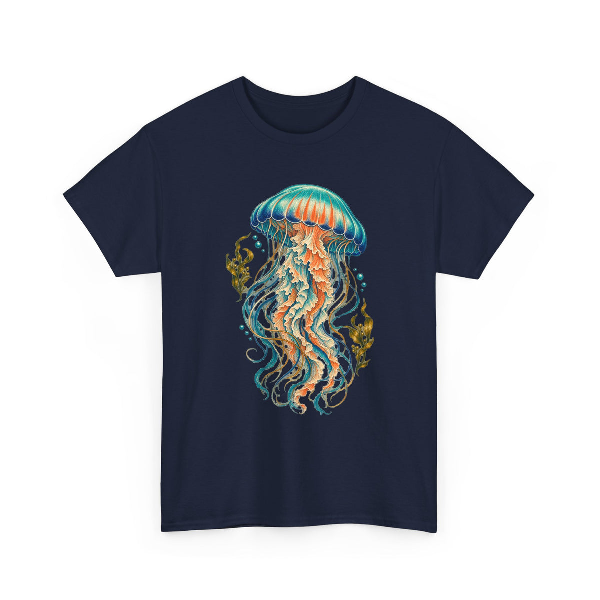 Teal Jellyfish Kelp T-Shirt Ocean Sea Life Botanical Tee