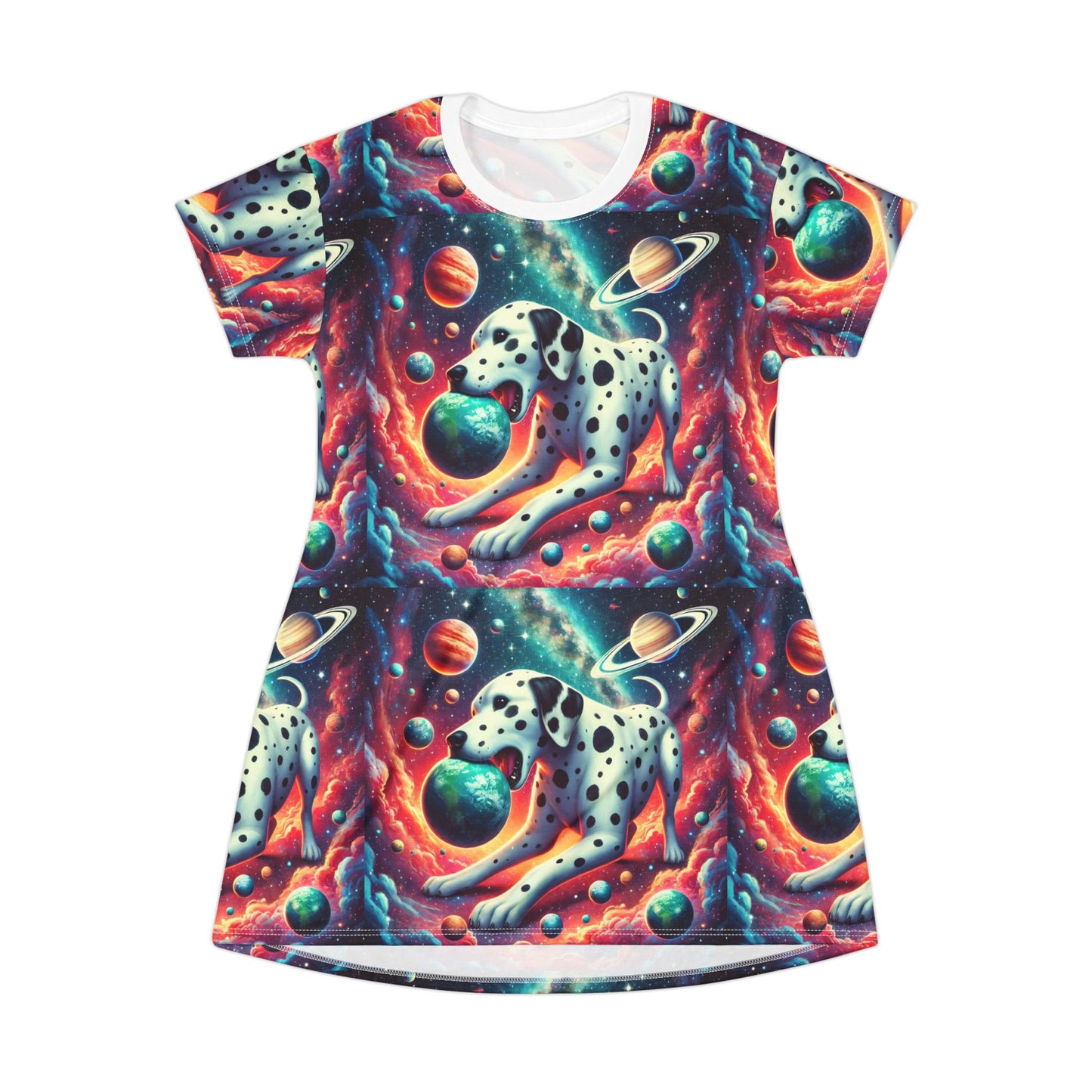 Space dog T-Shirt Dress (AOP)