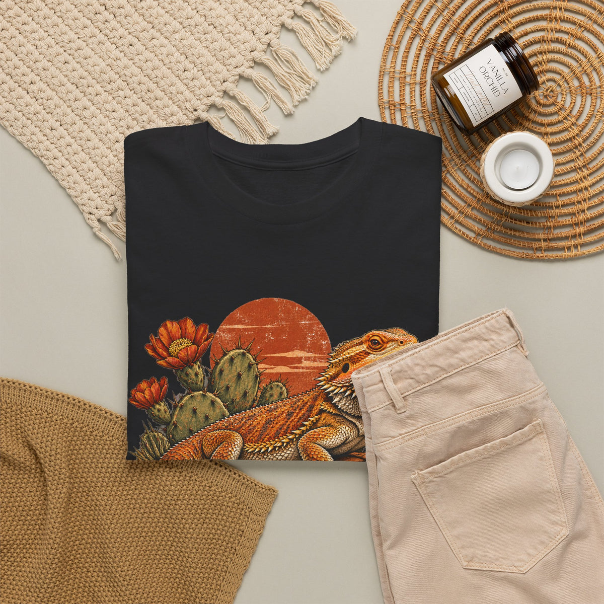 Bearded Dragon Desert Sun T-Shirt Cactus Southwest Lizard Tee