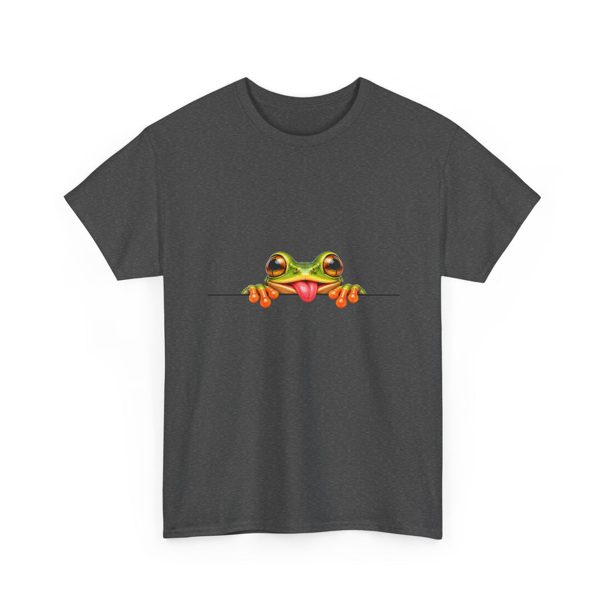 Peeking Tree Frog T-Shirt Tongue Out Over Ledge Funny Frog Lover Tee
