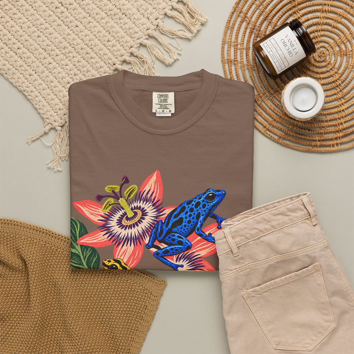 Poison Dart Frogs Passion Flowers Tee Colorful Dart Frog Tropical Flower Wildlife Shirt