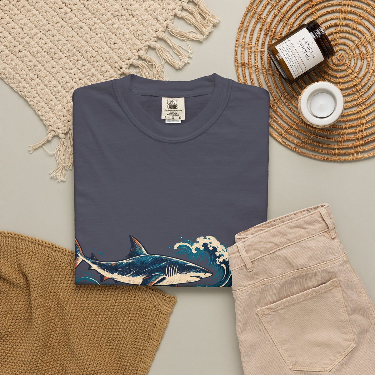 Great White Sharks Ukiyo Wave Tee Japanese Woodblock Shark Ocean Coral Shirt