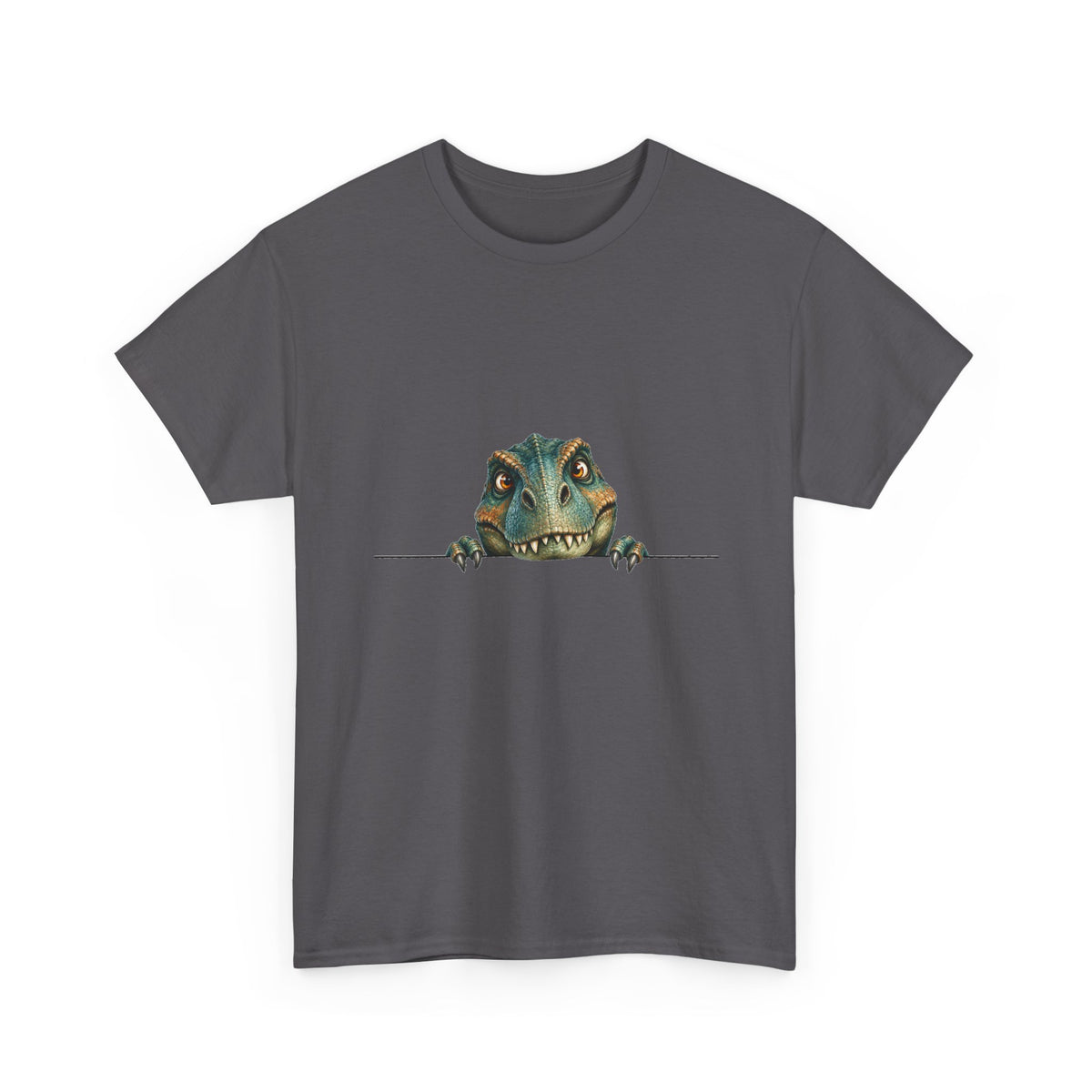 Peeking T-Rex T-Shirt Dinosaur Over Ledge Funny Dino Lover Tee