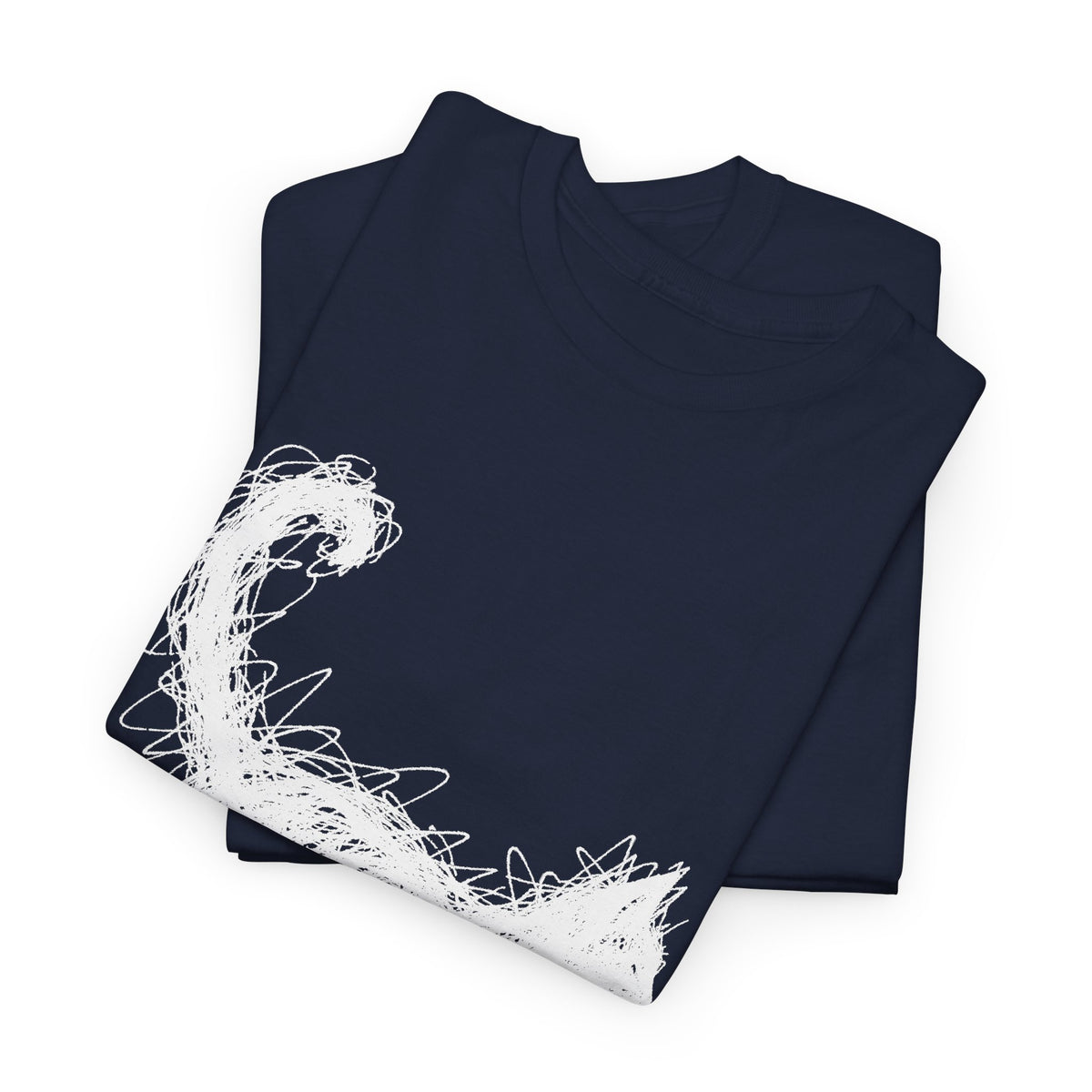 Scribble White Cat on Black T-Shirt Minimal Line Art Cat