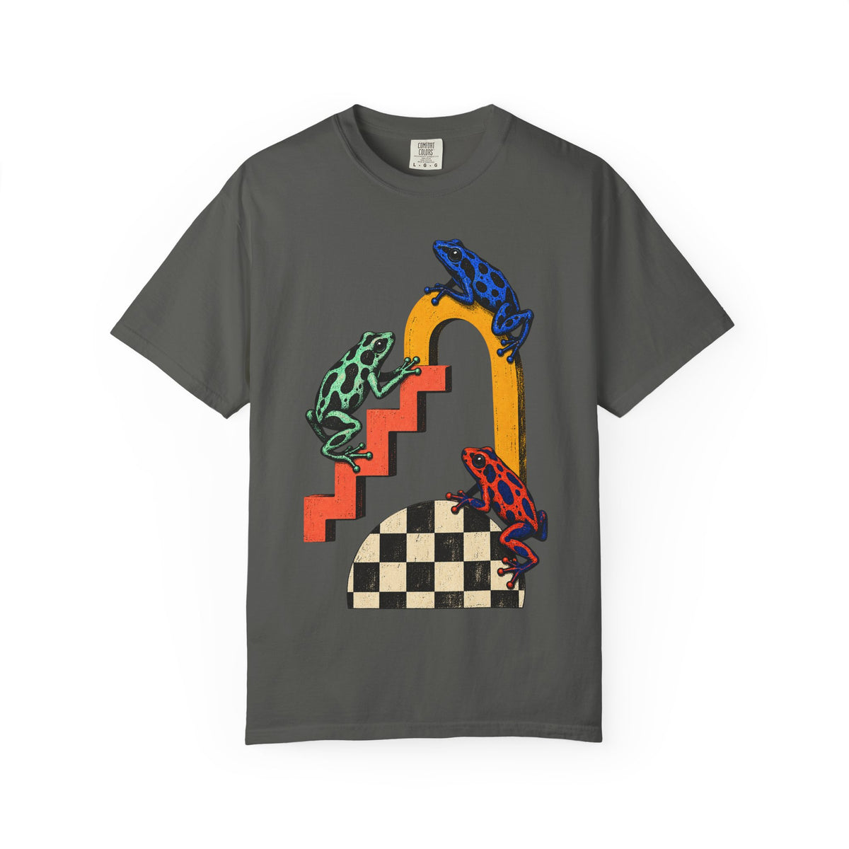 Poison Dart Frogs Stairs Checkered Dome Tee Geometric Arch Frog Wildlife Shirt