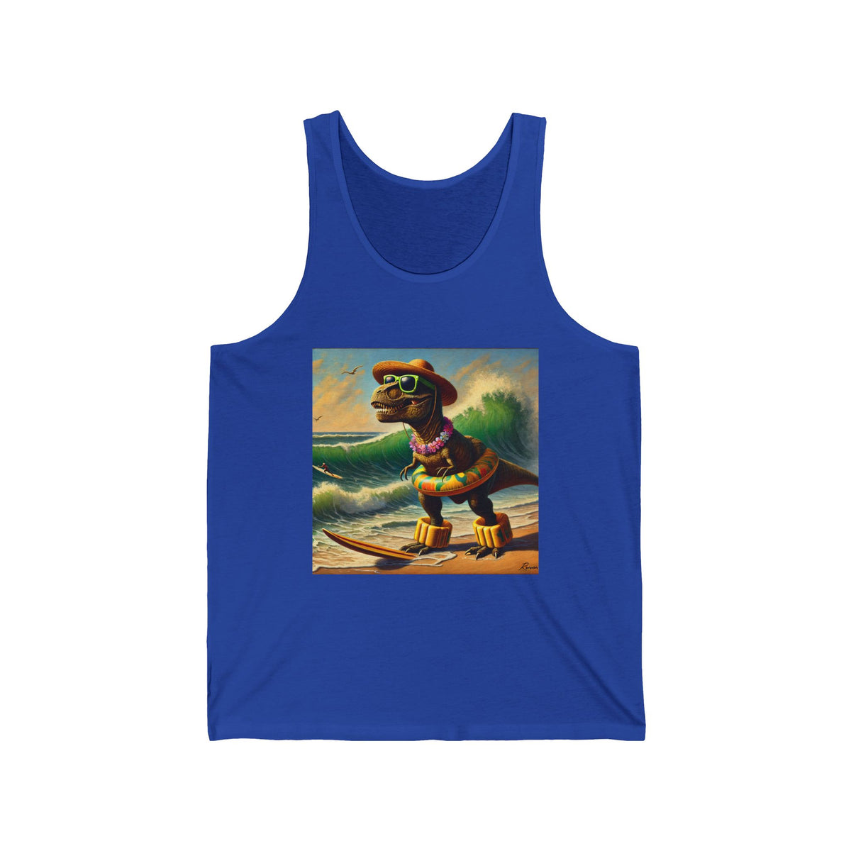 T-Rex at the Beach Tank Top Funny Dinosaur Summer Tank