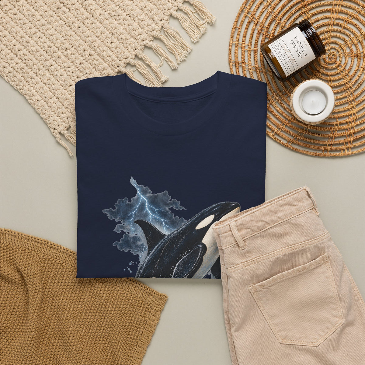 Breaching Orca Lightning Storm Tee Killer Whale Ocean Splash Thunder Clouds Shirt
