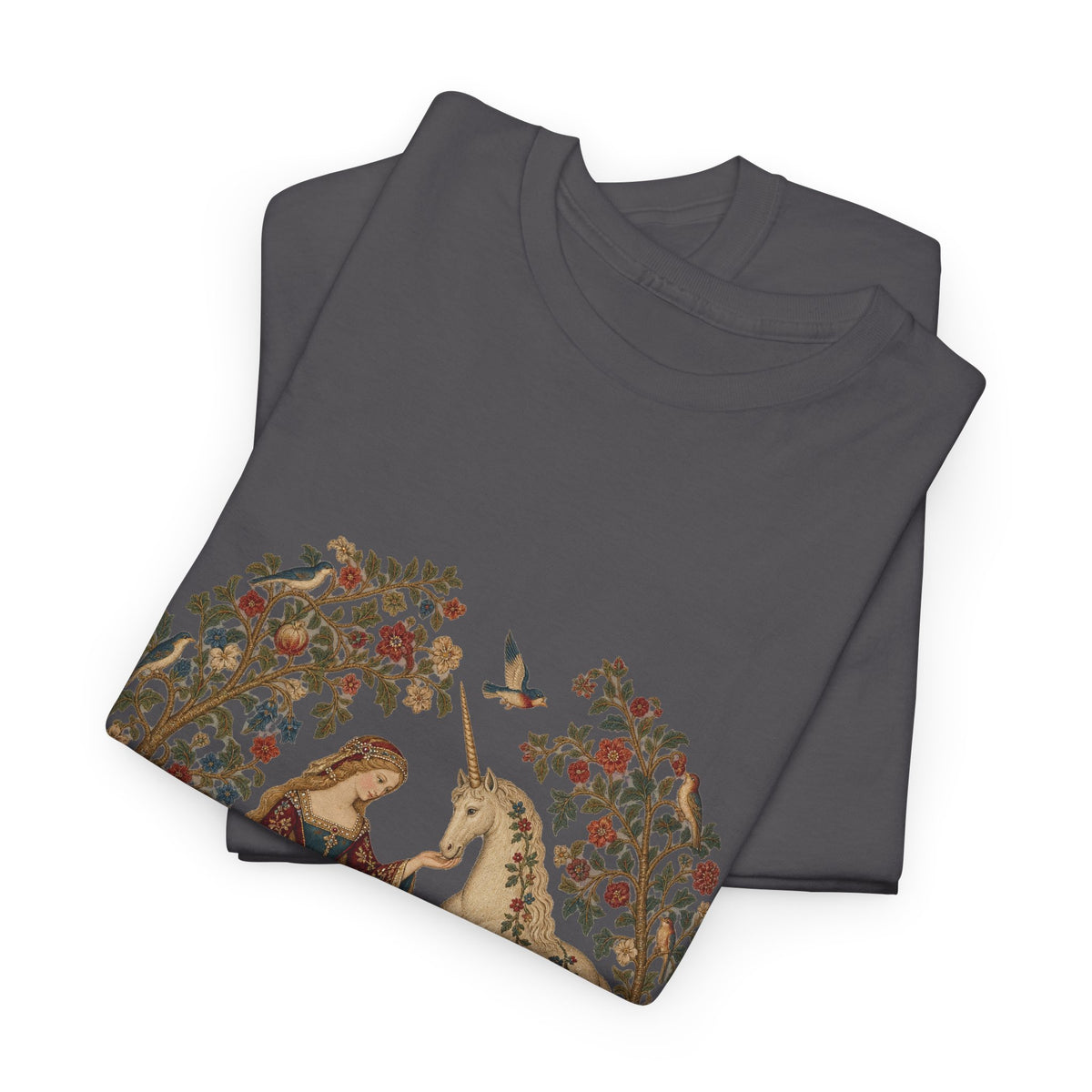Lady and the Unicorn Tapestry T-Shirt Medieval Garden Lion Rabbit Tee