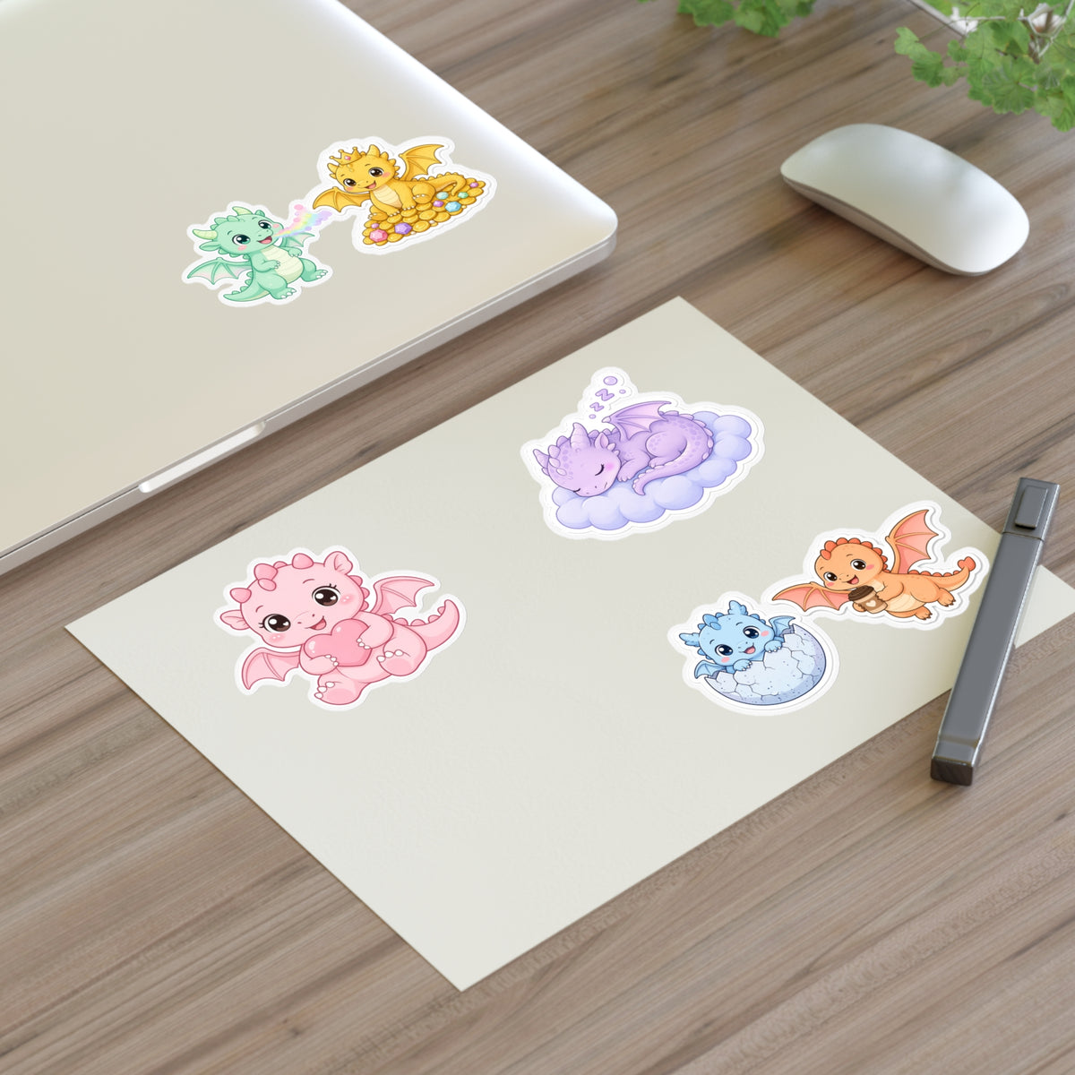Cute Kawaii Dragon Sticker Sheet 6 Pastel Baby Dragon Stickers Laptop Planner