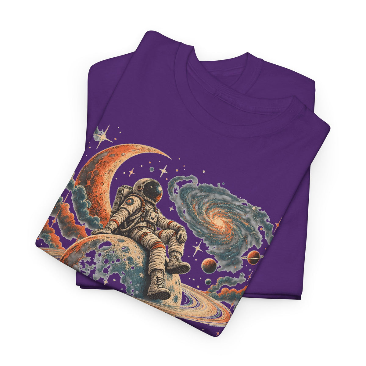 Astronaut on Saturn T-Shirt Chill Astronaut Ringed Planet Galaxy Crescent Moon Tee