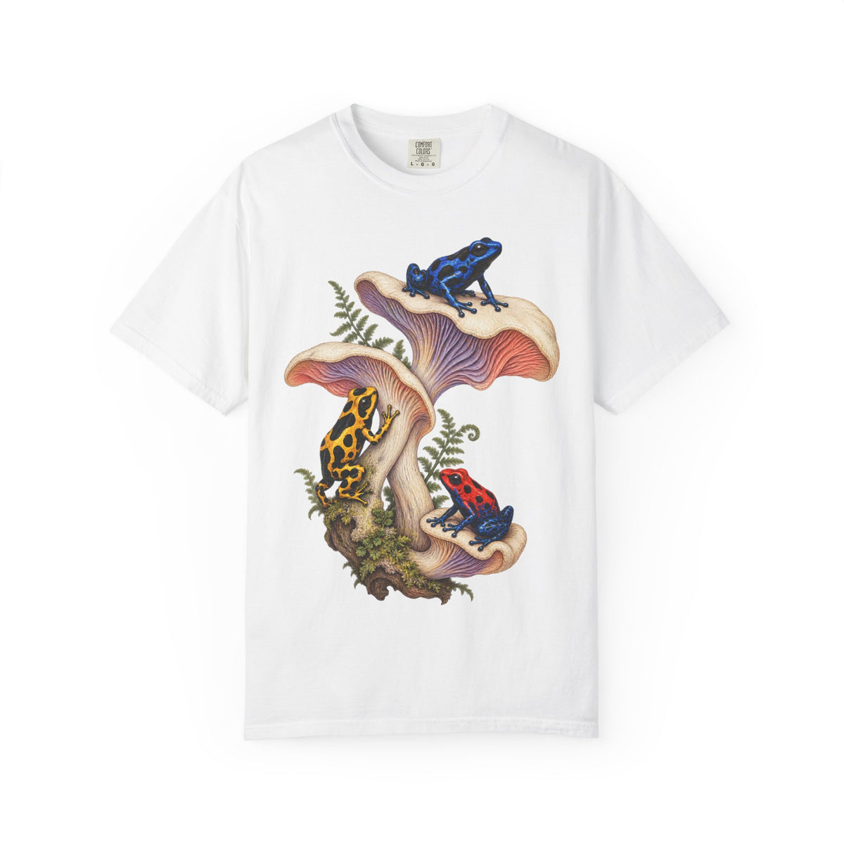 Poison Dart Frogs Mushroom Forest Tee Colorful Dart Frog Fungi Fern Wildlife Shirt