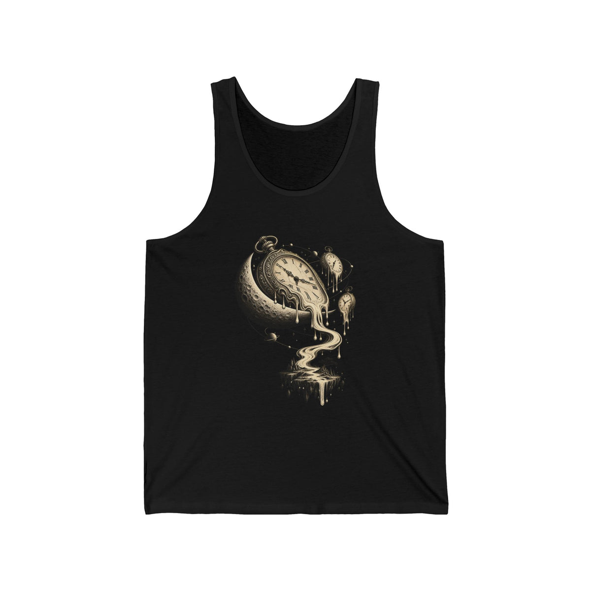 Melting Pocket Watch Crescent Moon Tank Top Surreal Celestial Tank