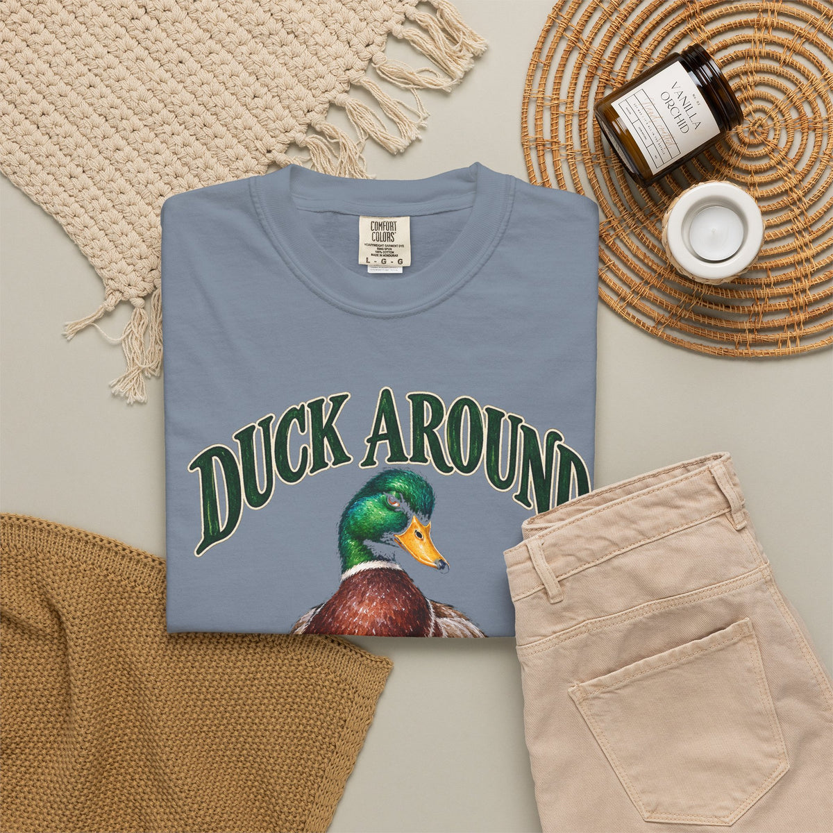 Duck Around and Find Out Green Letter Mallard Tee Funny FAFO Pun Shirt